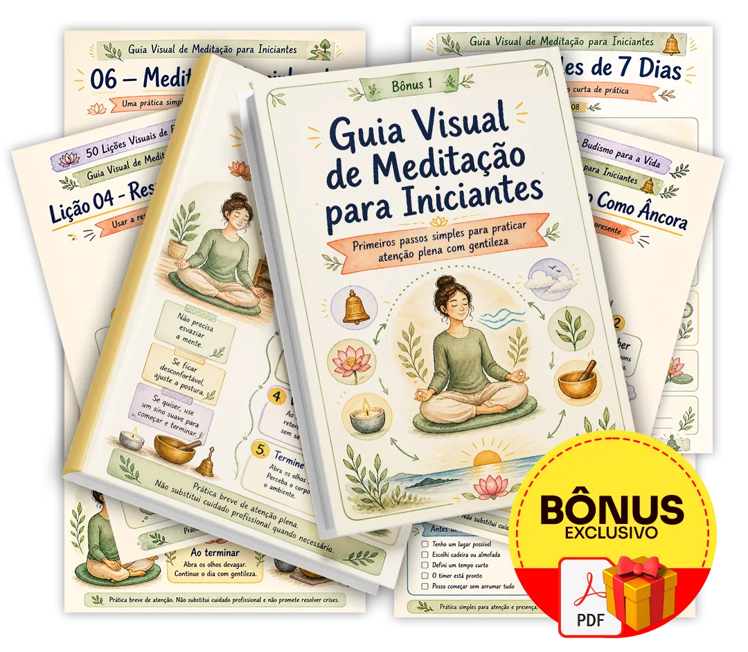 Mockup do bônus Guia Visual de Meditação para Iniciantes