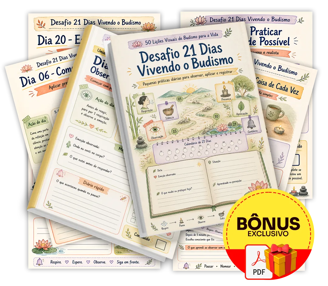 Mockup do bônus Desafio 21 Dias Vivendo o Budismo
