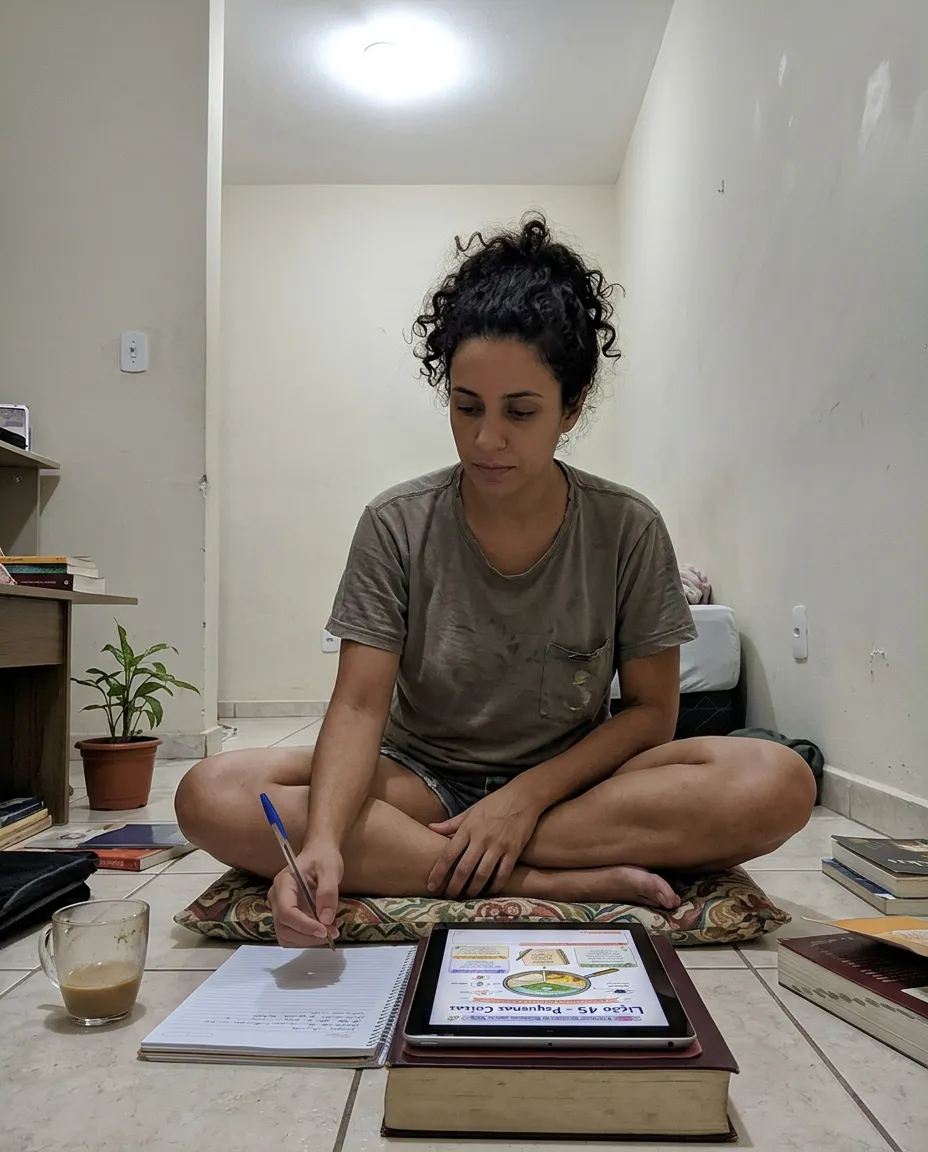 Pessoa usando o material 50 Lições Visuais de Budismo para a Vida 1